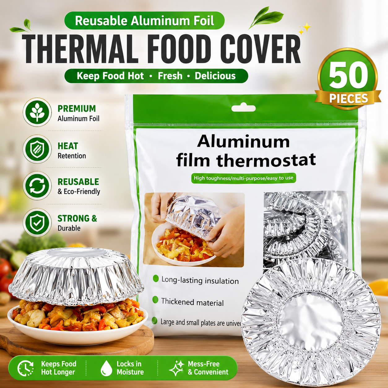 🍽️Reusable Aluminum Foil Thermal Food Cover